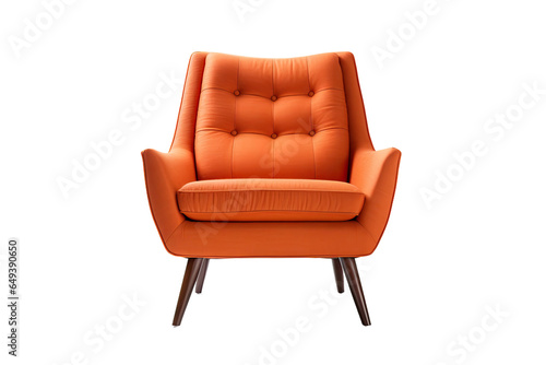 a mid-century modern lounge chair isolated on a transparent background, generative ai