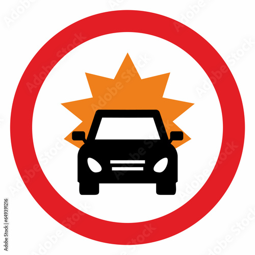 No entry for cars, danger of collision, vector, road sign