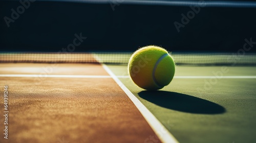 tennis ball on the background of a tennis court © Сергей Безрученко