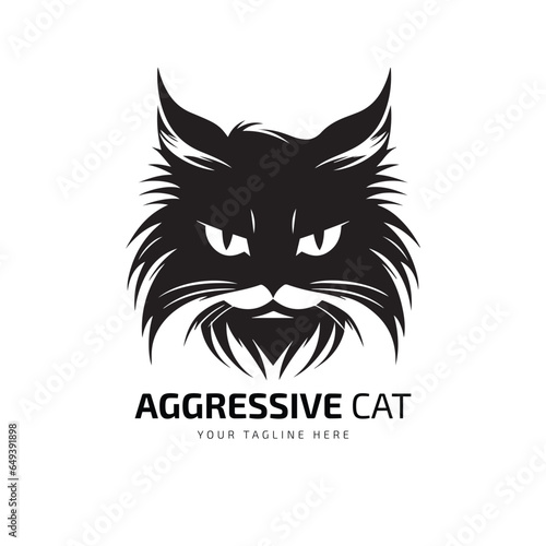 Aggressive cat logo silhouette