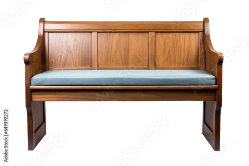 a wooden church pew stained isolated on a transparent background, generative ai