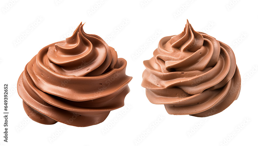 Collection set of chocolate whipped cream isolated on transparent or white background, png Collection set of chocolate whipped cream isolated on transparent or white background, png
