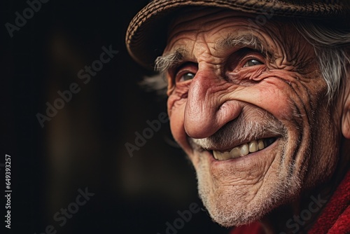 A picture of an old man with a big smile on his face. This photo can be used to depict happiness  joy  and positivity in various contexts.