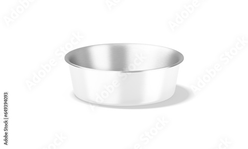 Blank white ceramic dog bowl with metallic mockup, side view