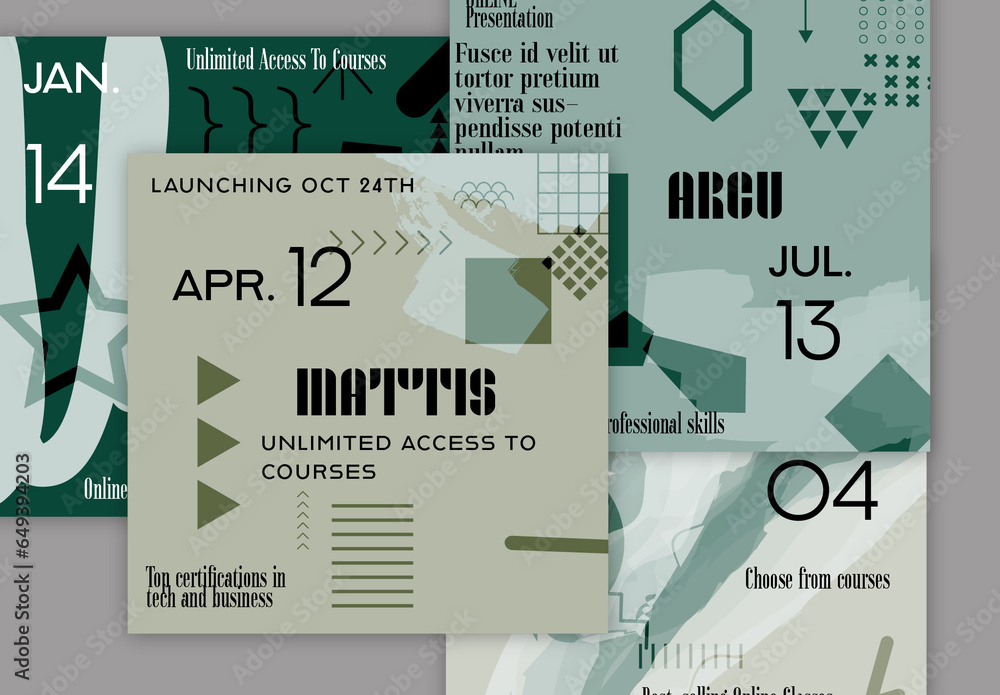 Social Media Square Post Layout Simple Geometric Shapes and Scribbles ...