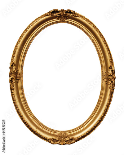 Vintage oval picture frame isolated on transparent or white background, png
