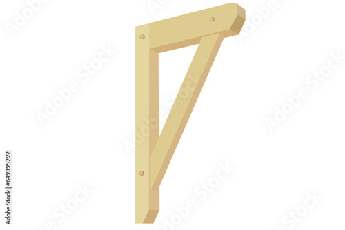 traditional wooden shelf bracket in 3D view