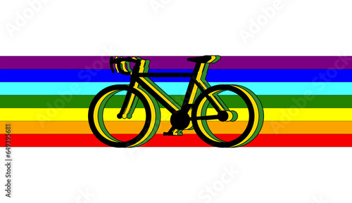 jamaica, cycling, bicycles in silhouette creating jamaica flag colors. The Rainbow Trail represents the colors and the joy of cycling through the world with the jamaic spirit. Reggae music photo