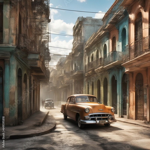 Streets of Havana Cuba - Created with Generative AI Technology © Faris