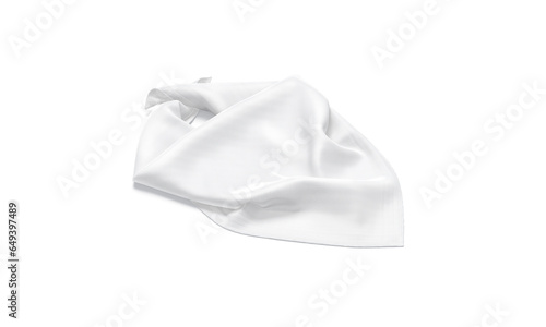 Blank white folded twill silk scarf mockup, side view