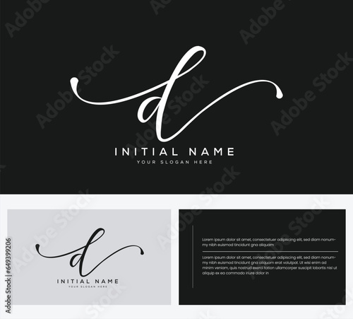 D initial letter handwriting and signature logo