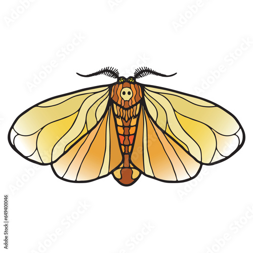 Symmetrical Death's Head Hawkmoth, Art Nouveau style, vibrant stained glass