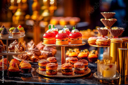 Assortiment de pâtisseries, gâteaux et desserts