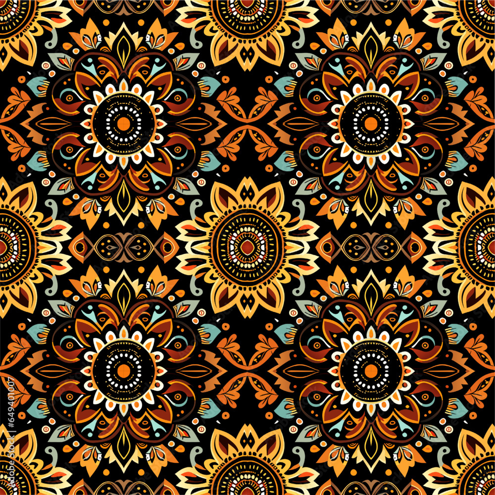 Ethnic floral seamless pattern. Mandala. Abstract ornamental pattern Ethnic floral seamless pattern. Mandala. Abstract ornamental pattern