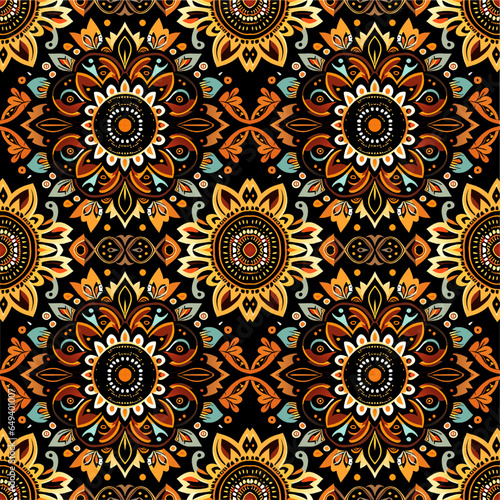 Ethnic floral seamless pattern. Mandala. Abstract ornamental pattern