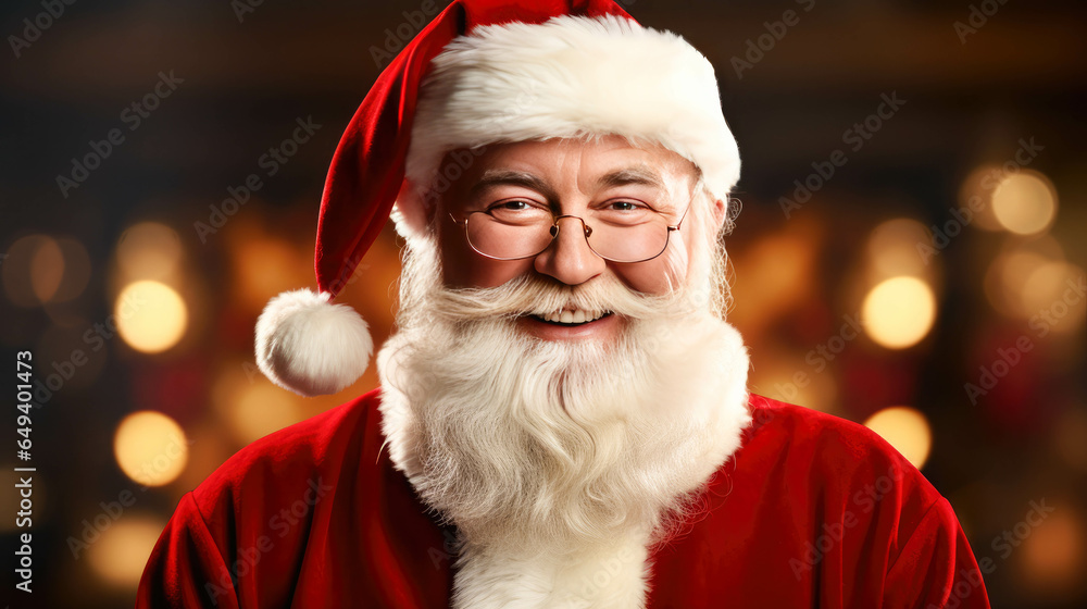 Santa Claus smiling portrait on a red costume. Merry Christmas. Happy winter season. Santa Claus smiling portrait on a red costume. Merry Christmas. Happy winter season.