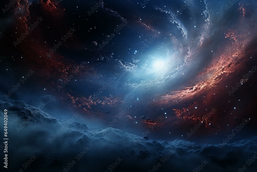 Spiral galaxy stars in 4k space backdrop. Generative AI