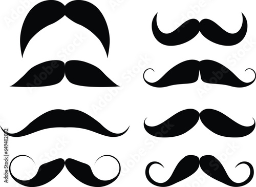 Mustache Icon Set. Vector illustration isolated on transparent background