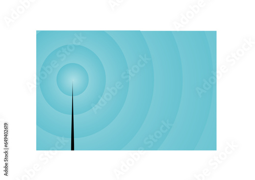 abstrakter hintergrund aus gestaffelten kreisförmigen flächen, modernes design, illustration, räumliche ausbreitung von wellen mit sendemast, vektor