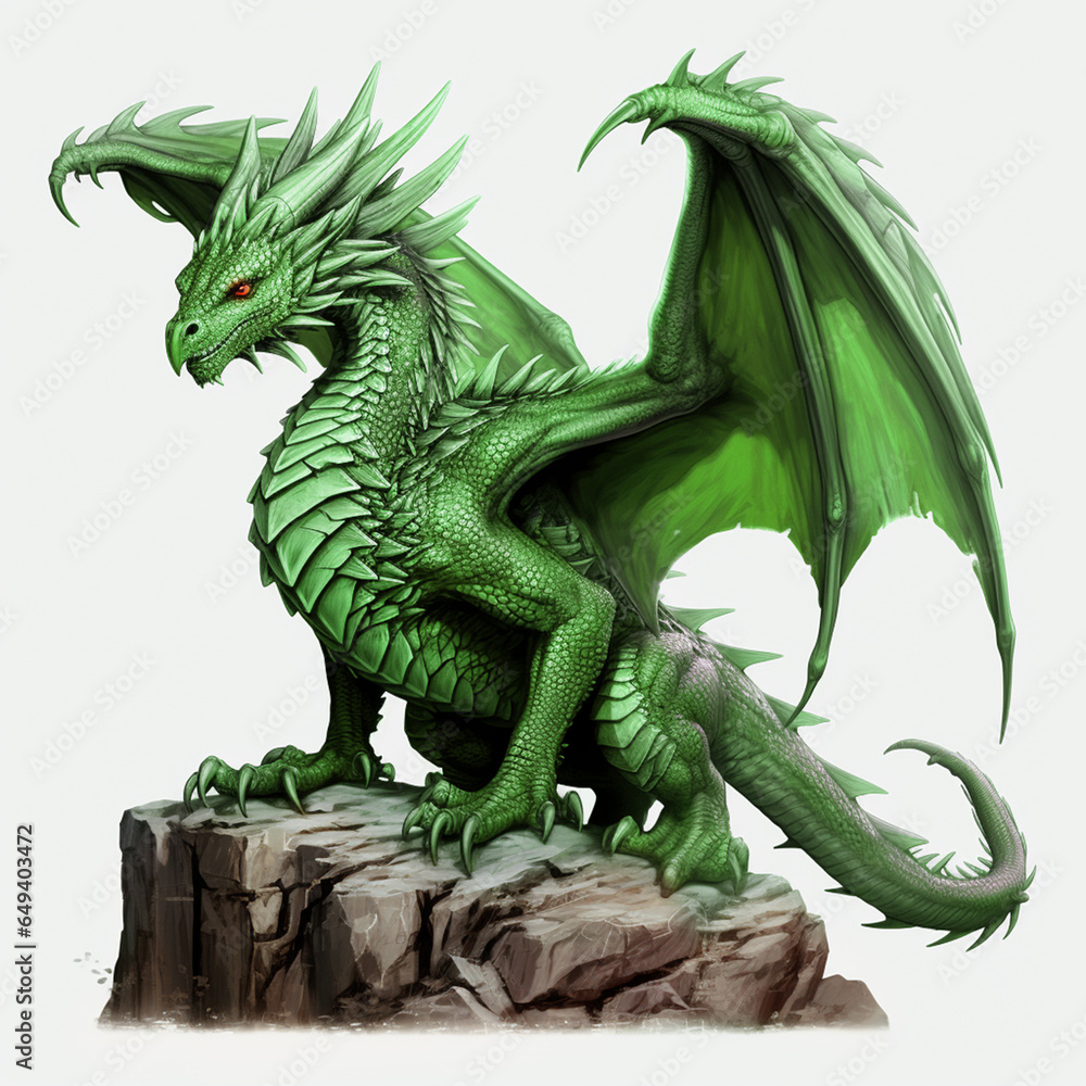 Obraz premium Dragon green isolated on white background