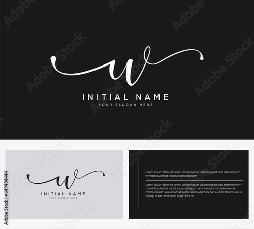 W initial letter handwriting and signature logo