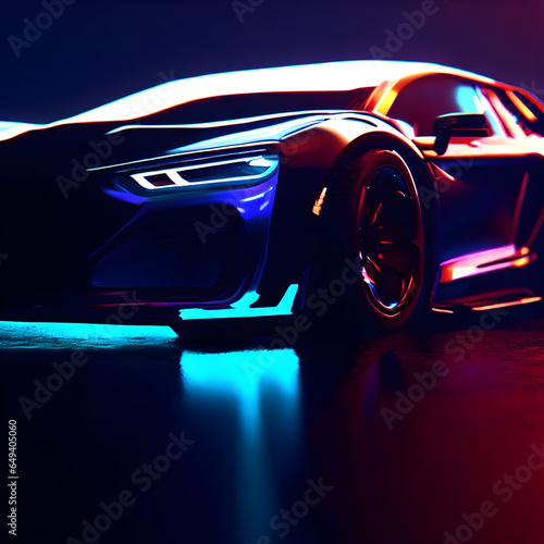 car on black bright AI Generative