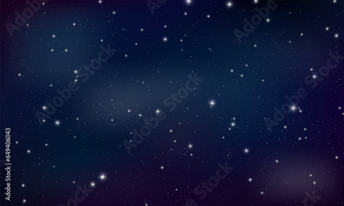 Starry night sky, concept of web banner. Magic color galaxy. Horizontal space background with realistic nebula, stardust and shining stars. Infinite universe. © David