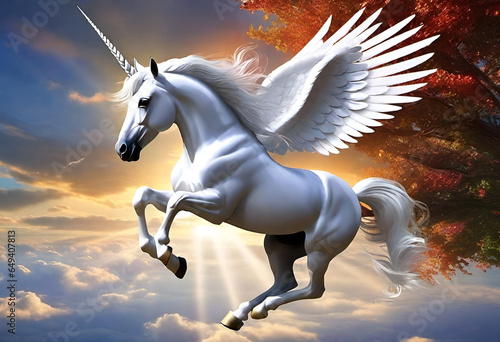 white unicorn in the sky