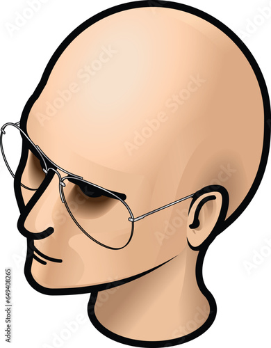 A woman's head with wireframe glasses spectacles.