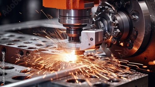 CNC milling machine sharpens part, sparks