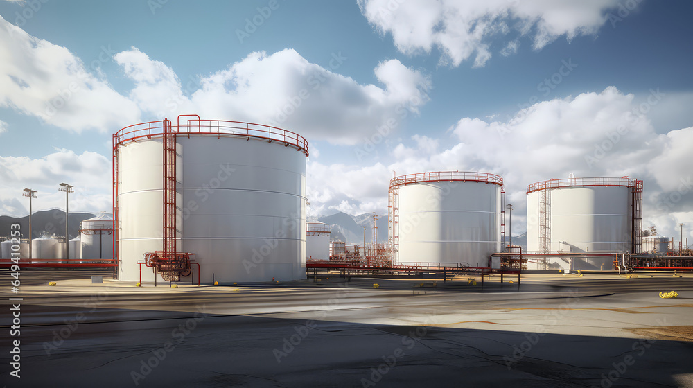 Natural Gas Tank. Large vessels or tanks filled with natural gas at a natural gas processing plant. Bright blue sky, nobody. Natural Gas Tank. Large vessels or tanks filled with natural gas at a natural gas processing plant. Bright blue sky, nobody.