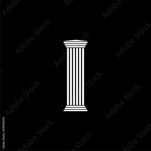 Ancient  architecture roman and Greek pedestal column set illustration  isolated on black background 