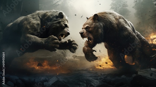 The fight of two fictional animals