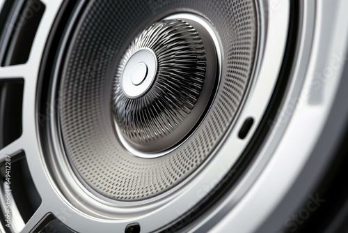 Closeup of stylish car speaker with unique grill design on a clean white background. Catalog of vehicle components. Generative AI