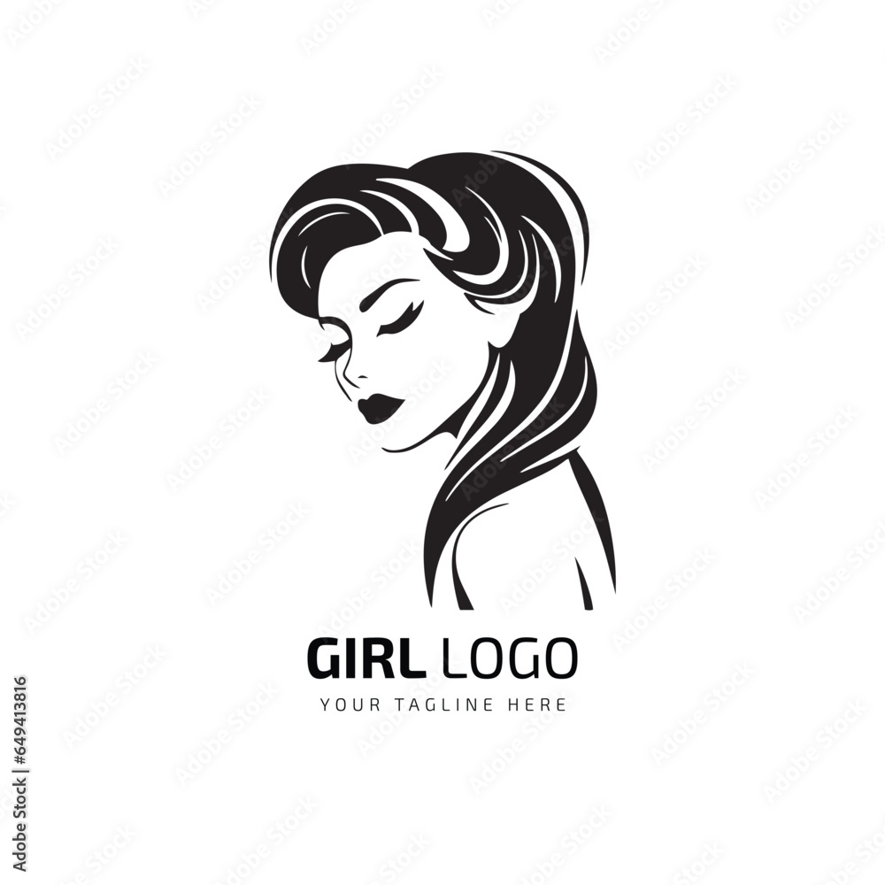Beautiful woman portrait and Unique icon layout for beauty and fashion business Vector