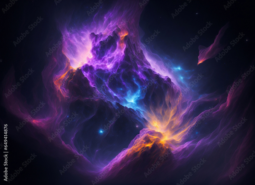 Nebula in deep space with stars , AI Generative illustration