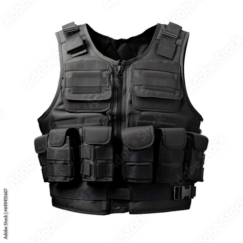 black protective vest isolated on transparent background