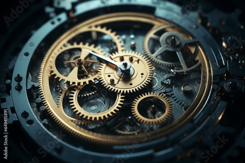 A gear mechanism driving the changing phases of time.