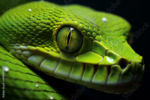green viper snake close up.ai generative