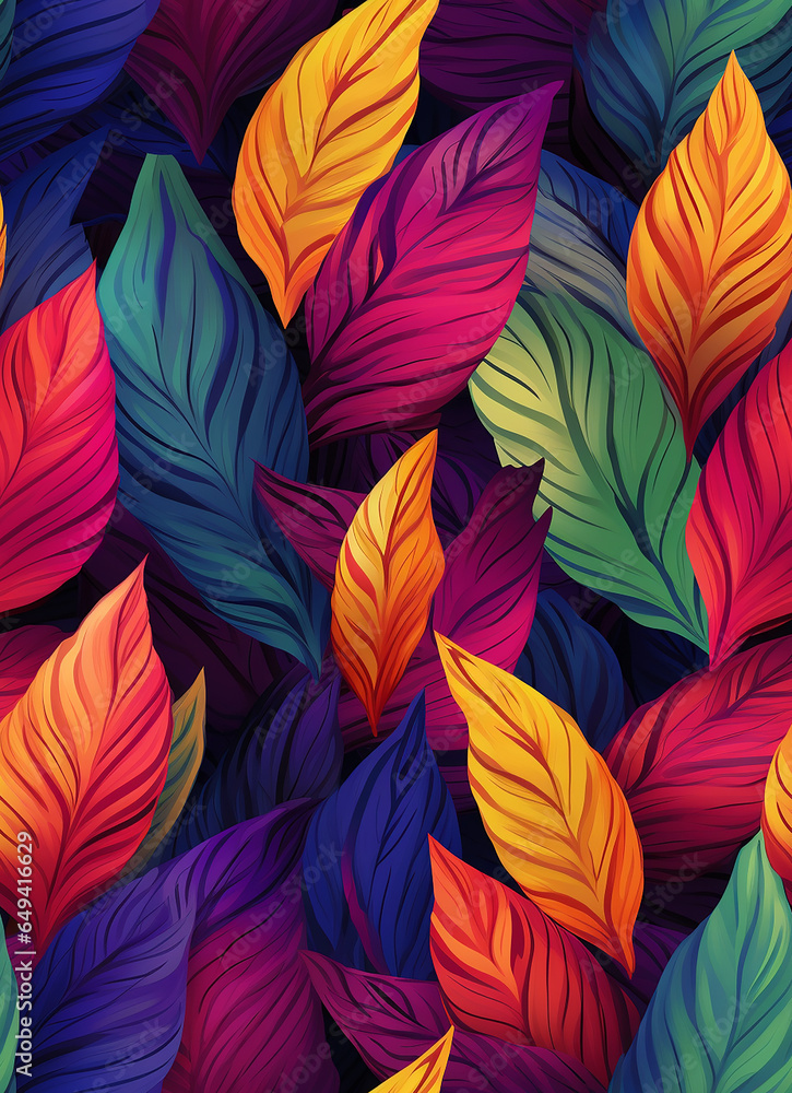 multicolored leaves pattern, repeating seamless pattern
