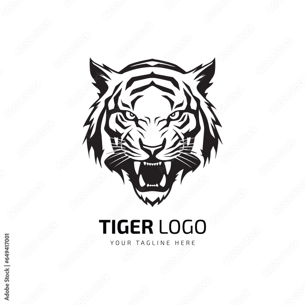 Tiger head Silhouette of a tiger head isolated on white background Vector Tiger head Silhouette of a tiger head isolated on white background Vector