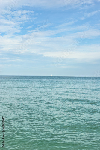 KOH SAMUI  THAILAND - SEPTEMBER 04 2023  Beautiful beach. View of nice tropical beach with white sand  blue sea and blue sky. Holiday and vacation concept. Tropical beach Chaweng Noi beach  Samui.