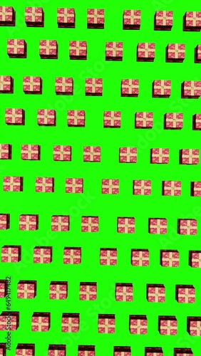 cube box coming onto screen green screen 4k