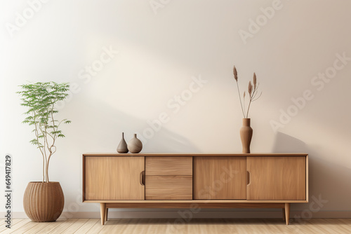 wooden low cabinet loose furniture design home interior mockup room template backdrop house beautiful ideas concept.ai generative