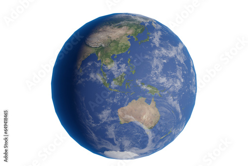 Survival planet earth in space from Australia to the poles rendered transparent background