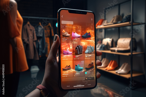 A mobile app interface that seamlessly integrates social media shopping, allowing users to purchase items directly from influencers\' posts. Concept of social commerce. Generative Ai.