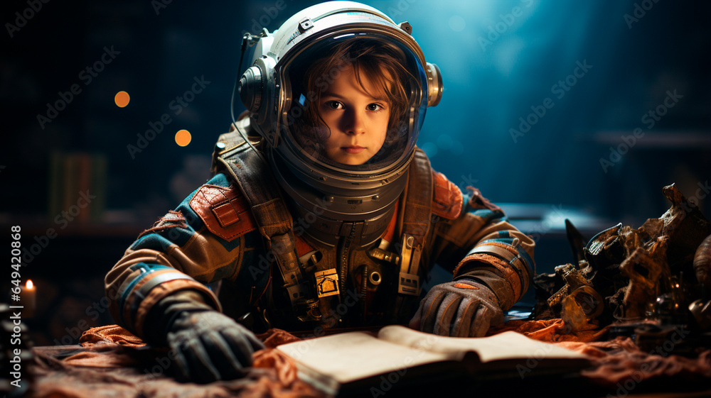 portrait of little astronaut portrait of little astronaut