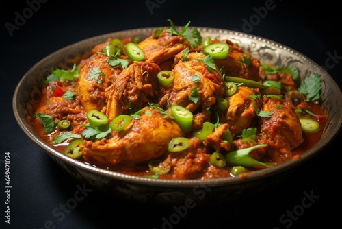 Spicy chicken dish from Pakistan and India. Generative AI