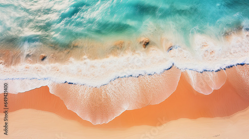 turquoise beach shore in a high angle view