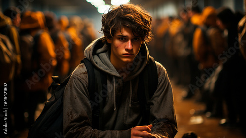 teenager boy in subway photo